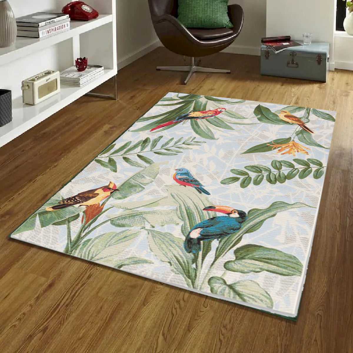 Eden Outdoor Birds And Leaves Rug