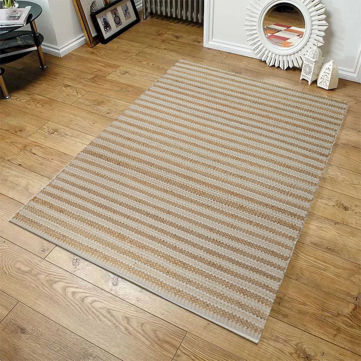 Riviera Brown And Beige Striped Rug