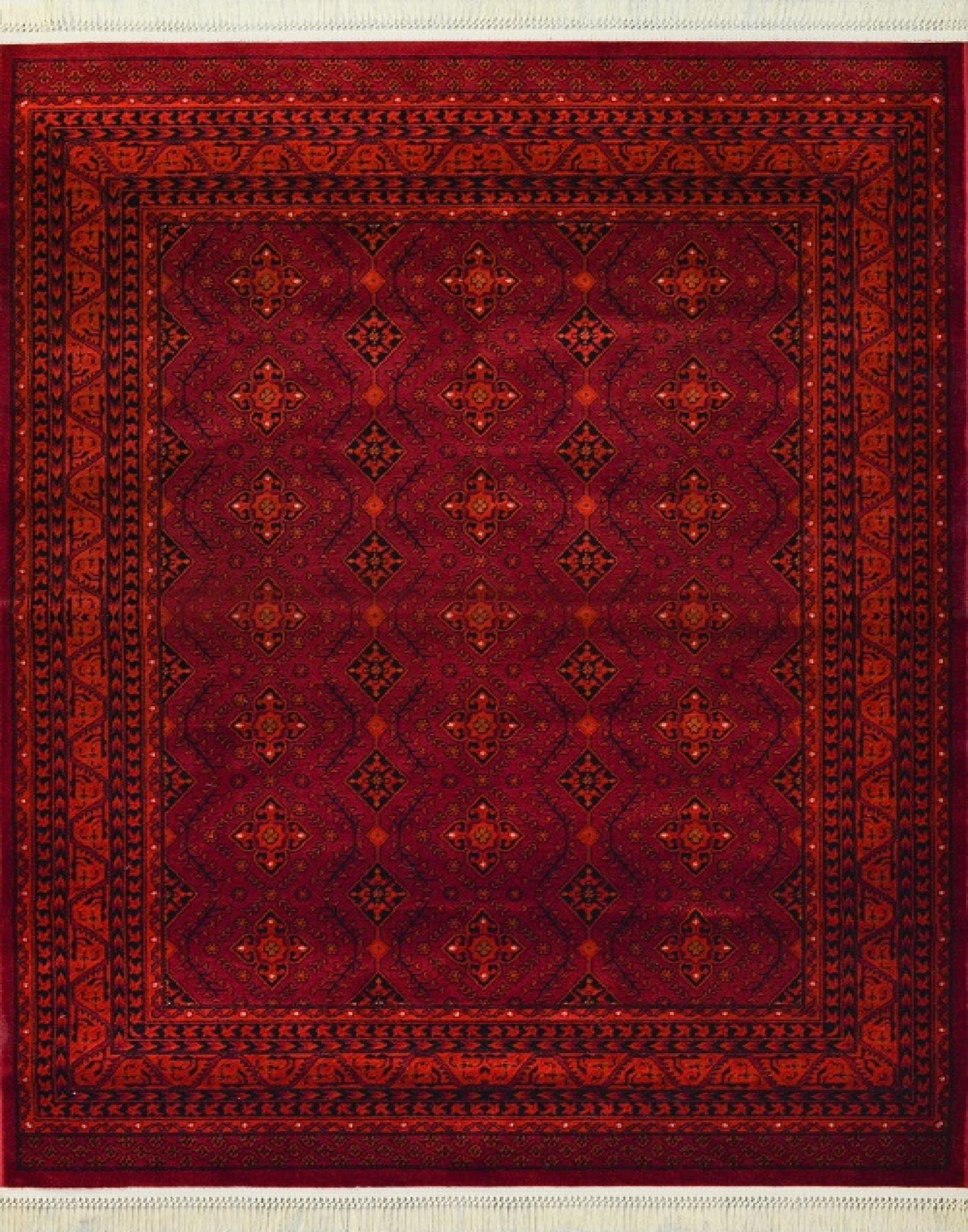 Afghan Red And Black Herati Rug