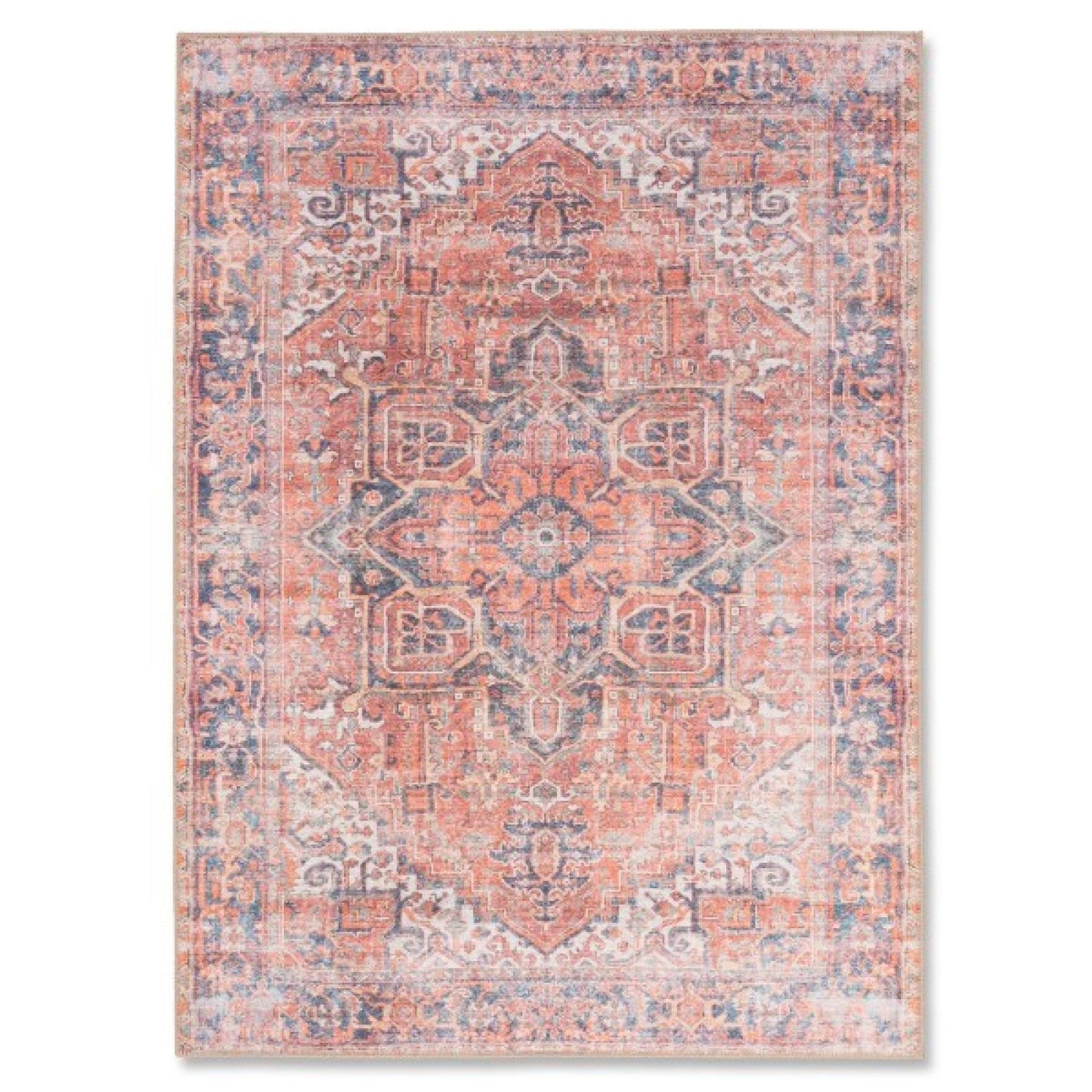 Aura Red And Blue Multi Patterned Area Rug