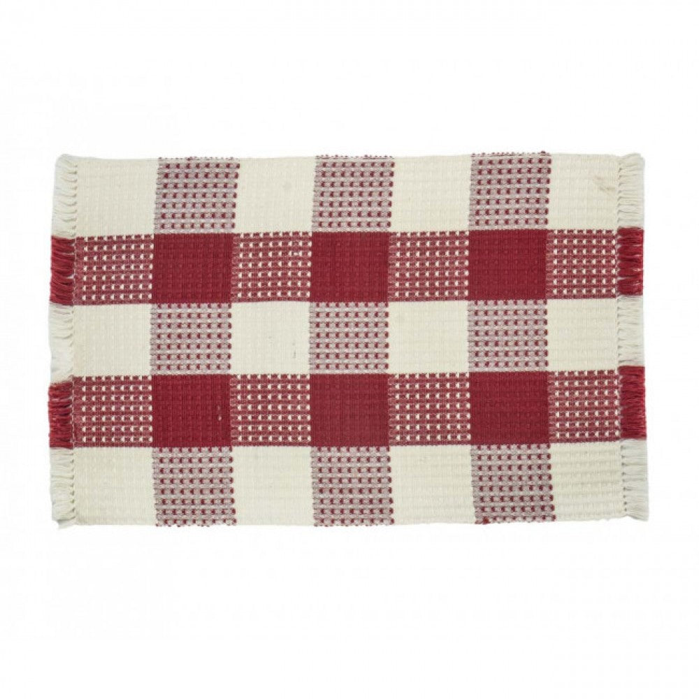 Honeycomb Burgundy Check Pattern Ribbed Placemat