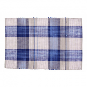 Sand Blue Check Pattern Ribbed Placemat