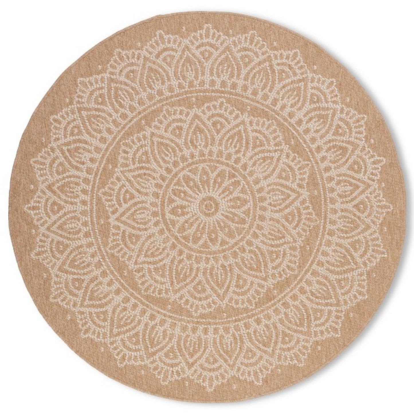 Avanos Indoor Outdoor Brown And White Mandala Pattern Rug