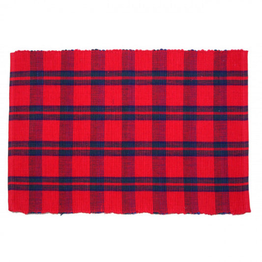Belvedere Red Check Pattern Ribbed Placemat