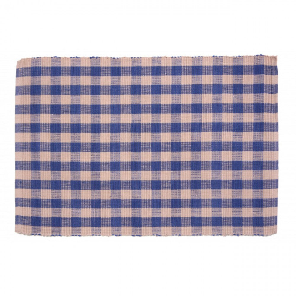 Navy Blue Check Pattern Ribbed Placemat