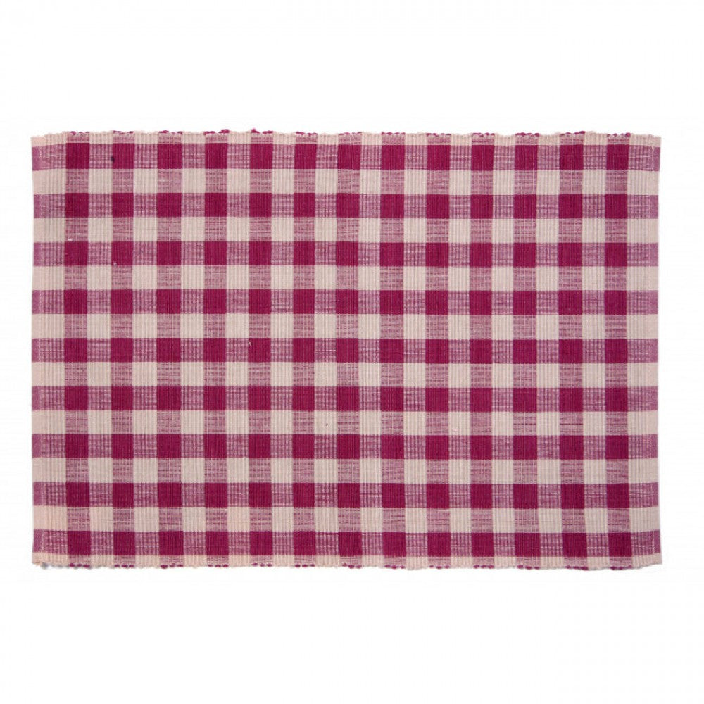 Burgundy Check Pattern Ribbed Placemat