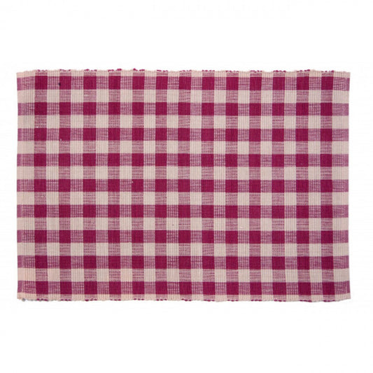 Burgundy Check Pattern Ribbed Placemat