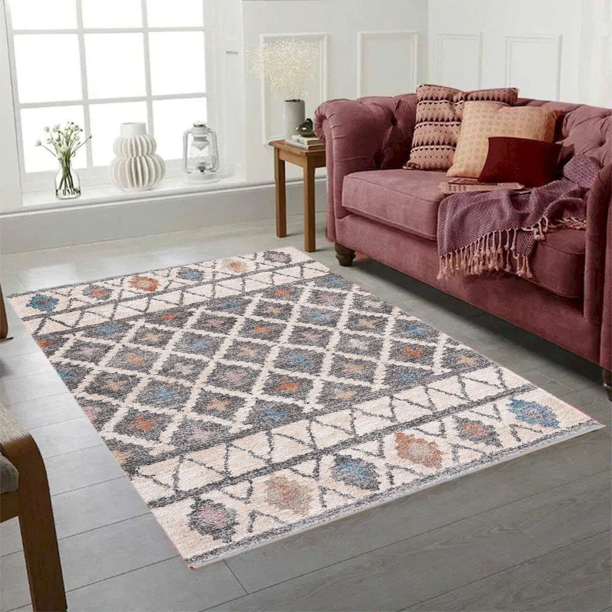 Bisera Diamond Pattern Shag Rug