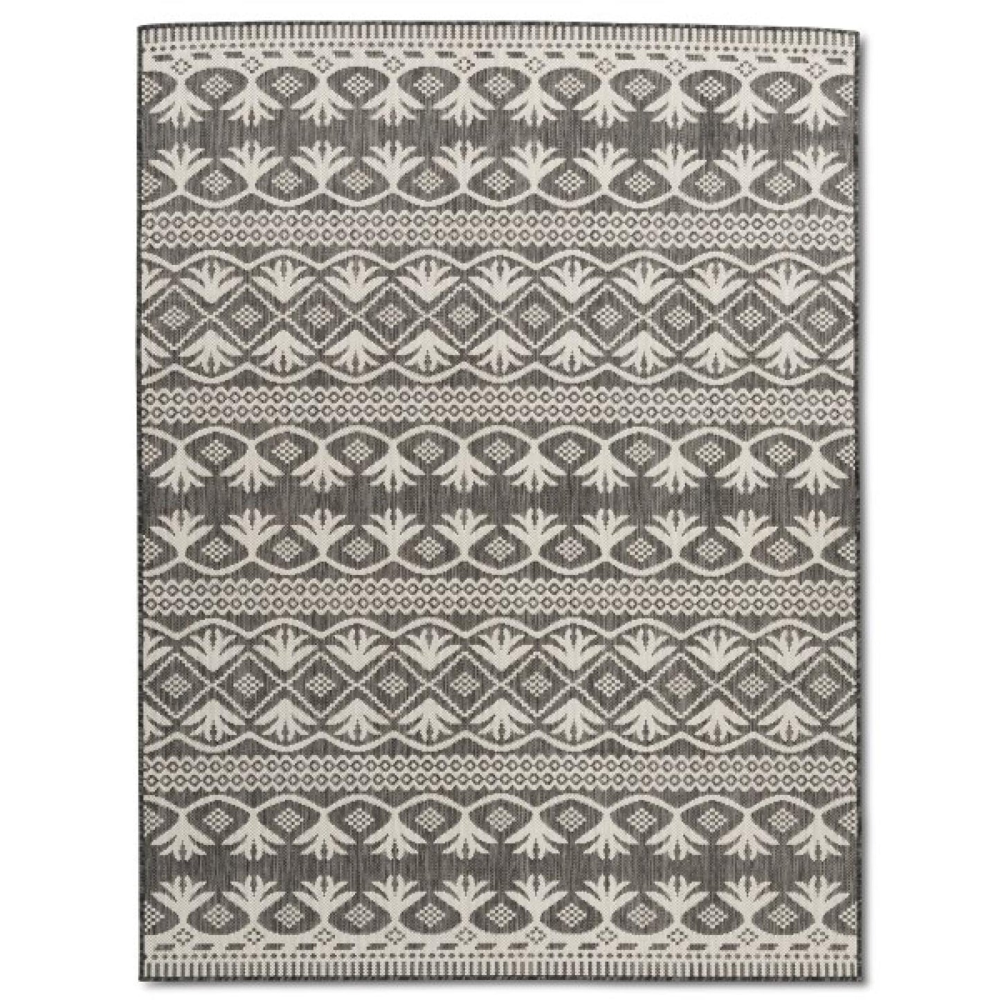 Cabana Indoor Outdoor Pewter And White Patterned Rug