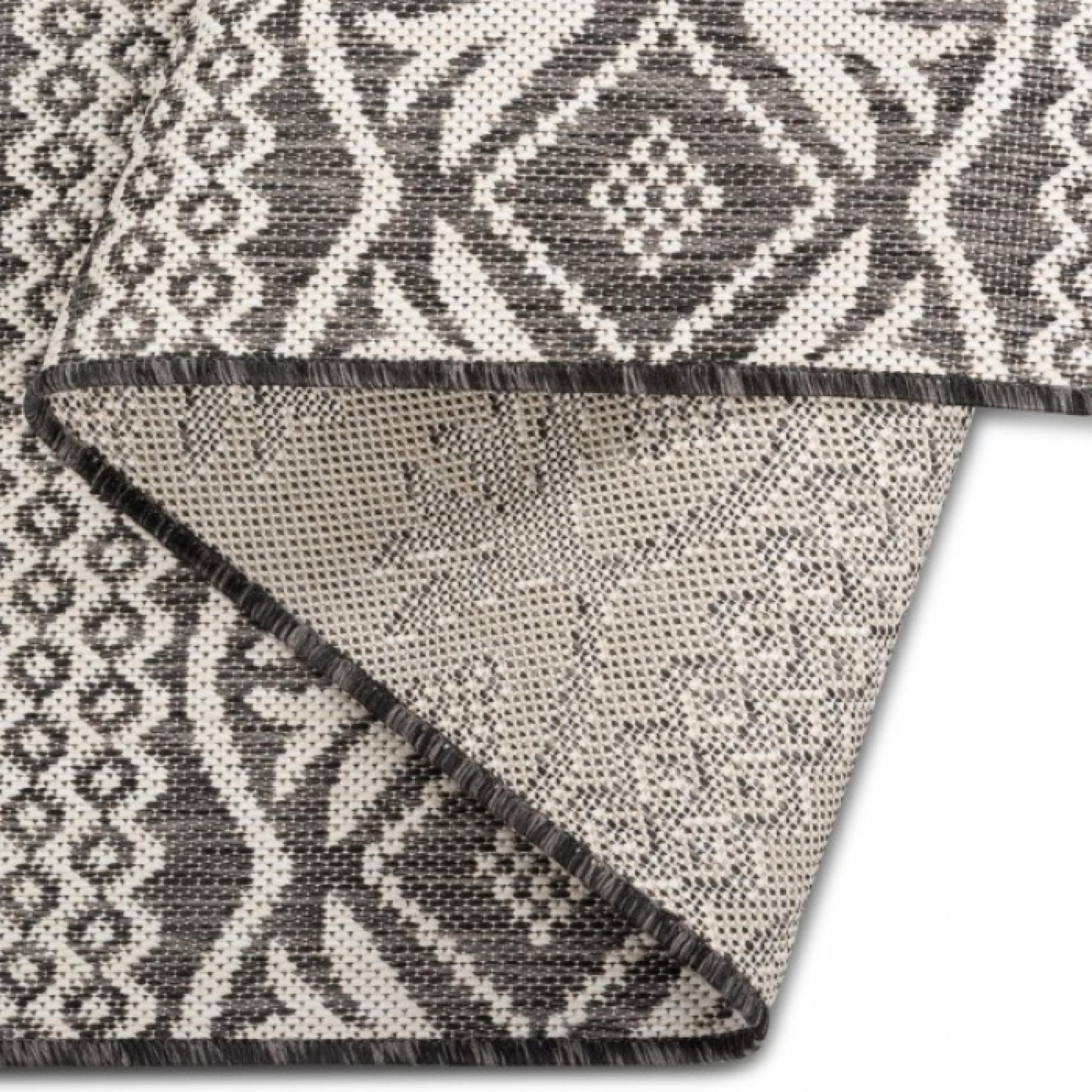 Cabana Indoor Outdoor Pewter And White Patterned Rug