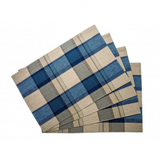 Sand Blue Check Pattern Fused Placemat