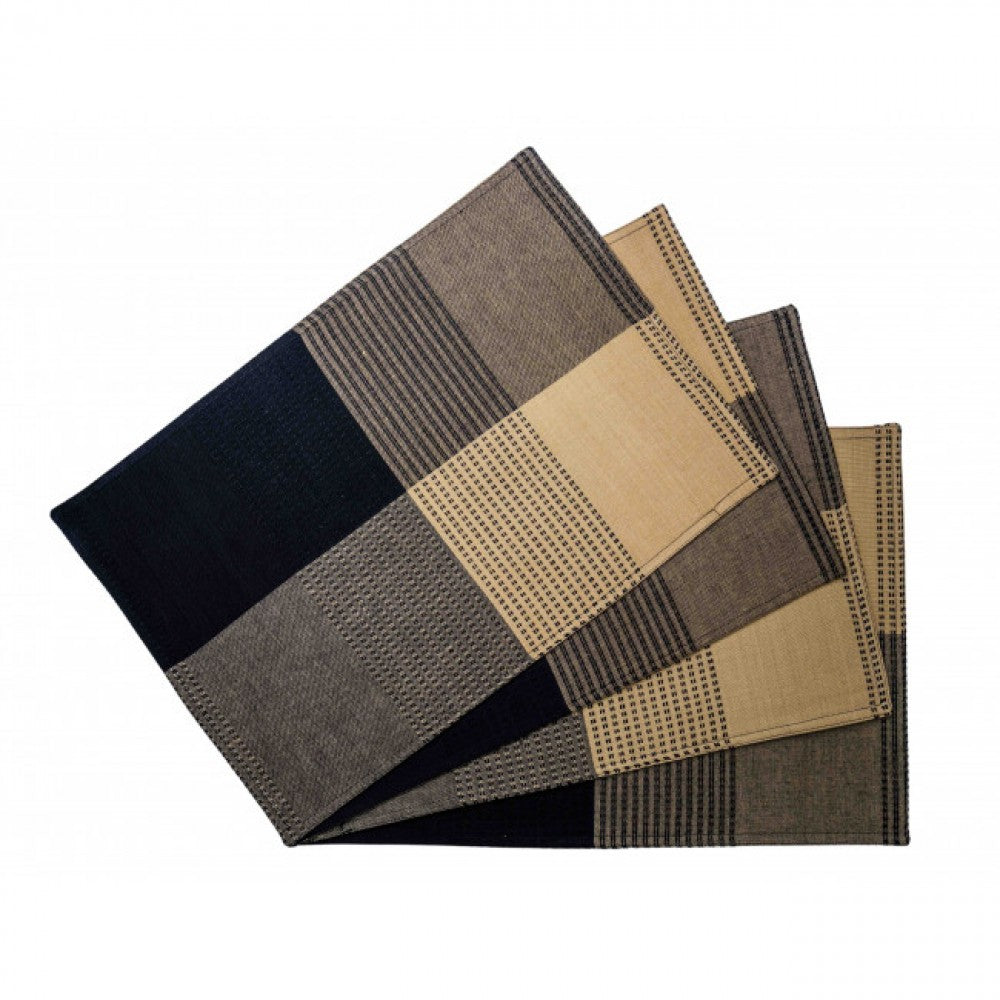 Black Chambre Checks And Lines Pattern Fused Placemat