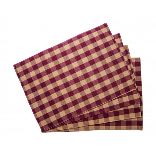 Burgundy Check Pattern Fused Placemat