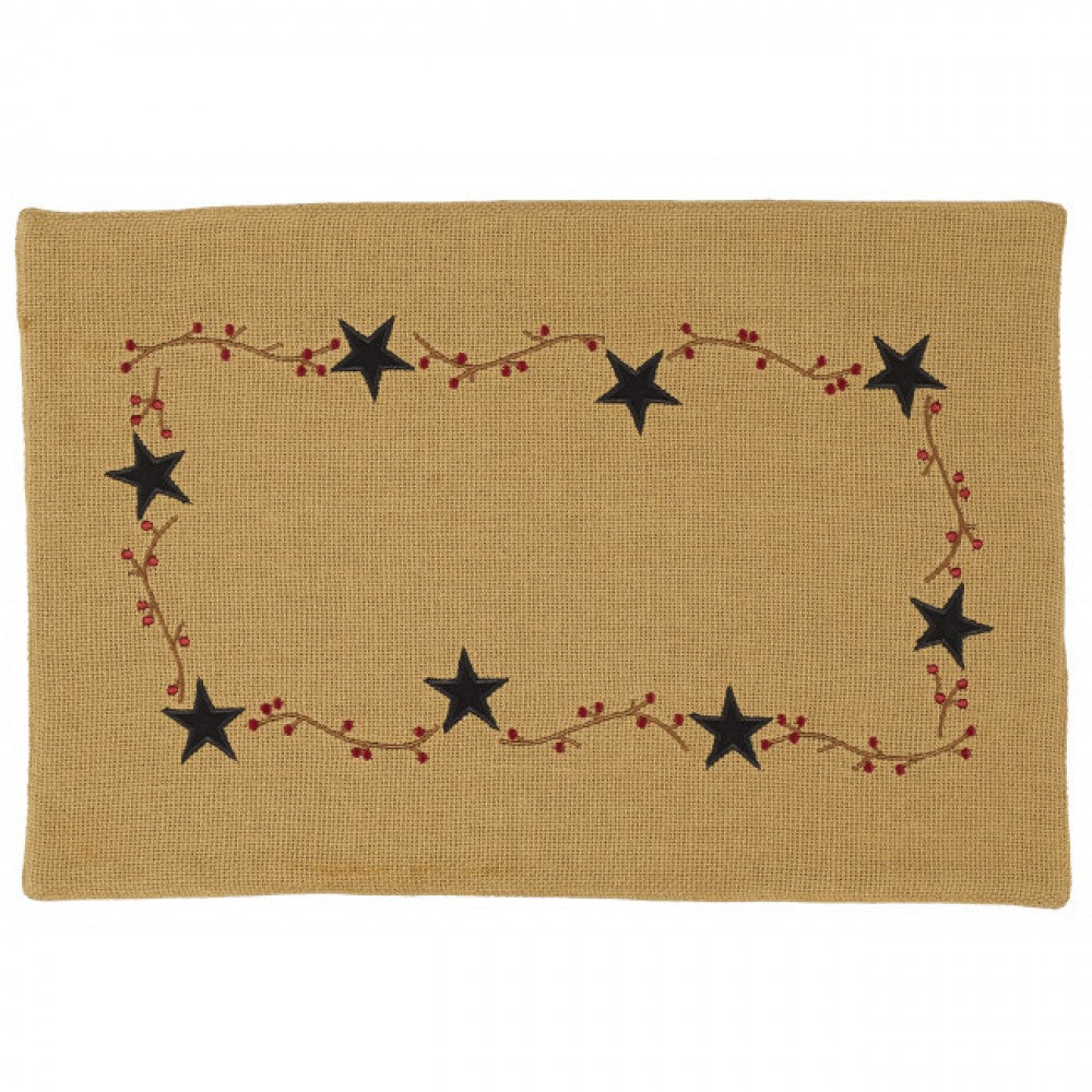 Burlap Berries And Stars Pattern Fused Placemat