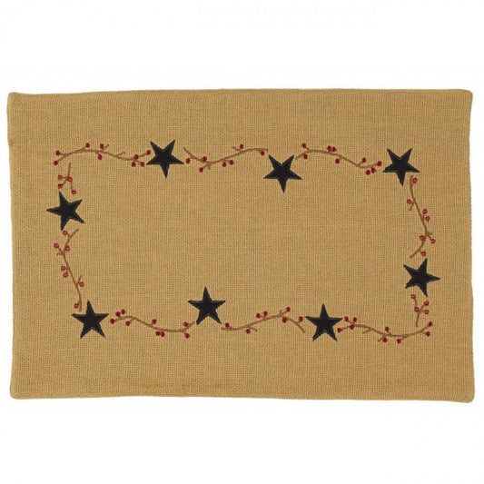 Burlap Berries And Stars Pattern Fused Placemat