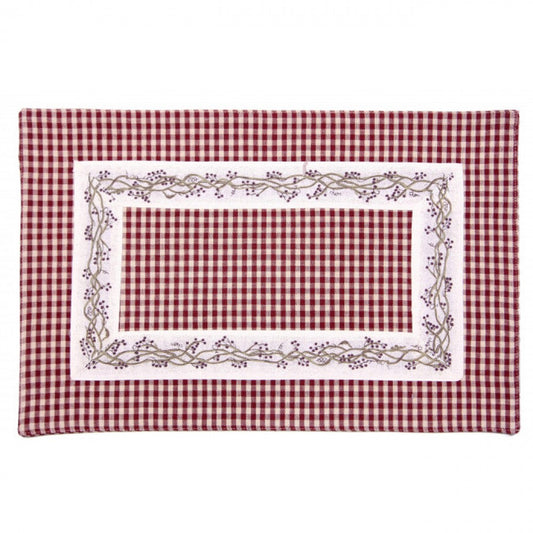 Burgundy Checks With Berryvine Pattern Fused Placemat