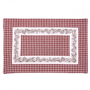Burgundy Checks With Berryvine Pattern Fused Placemat