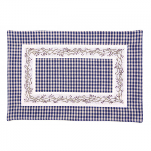 Navy Blue Checks With Berryvine Pattern Fused Placemat