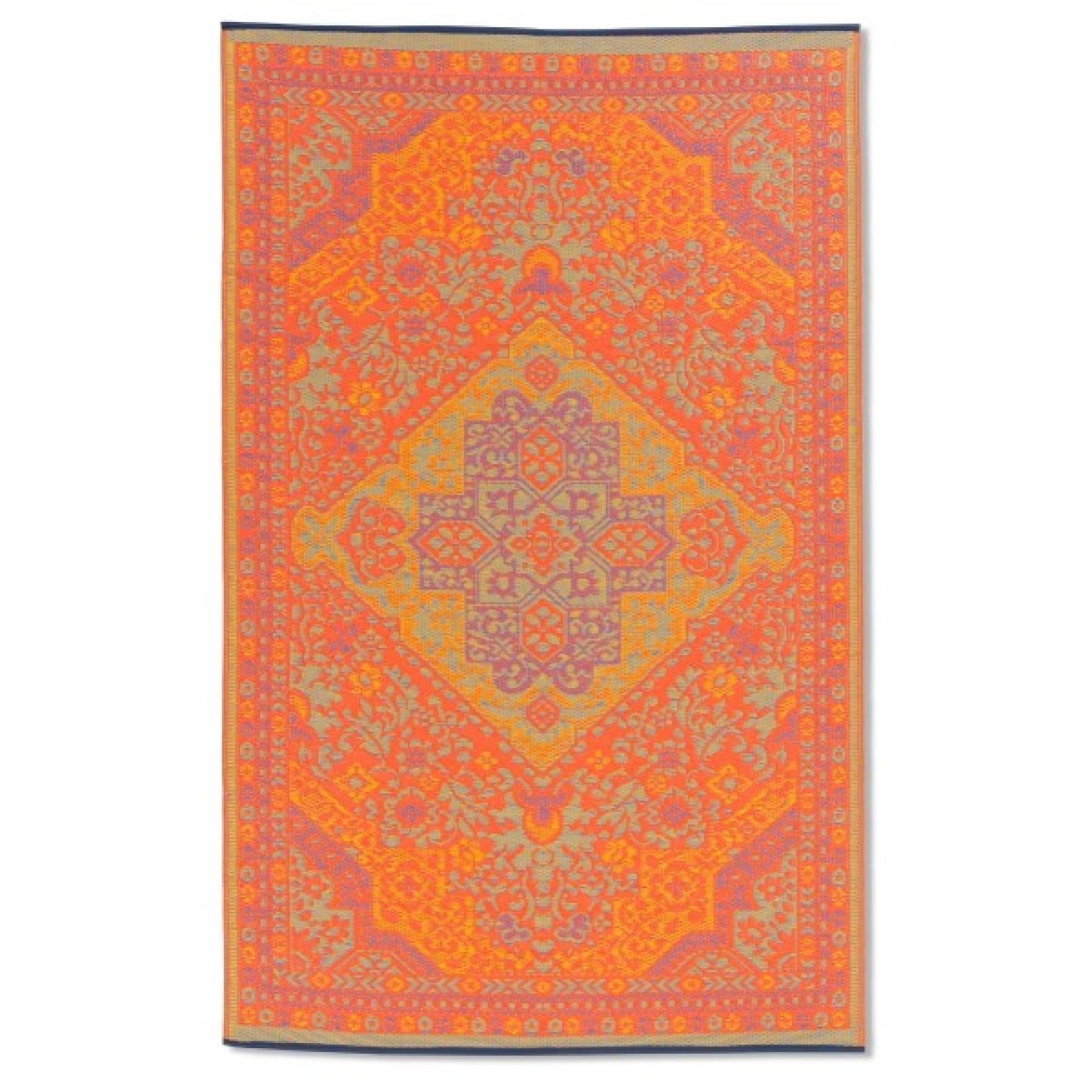 Fiesta Reversible Outdoor Plastic In Orange And Gray Pattern Rug