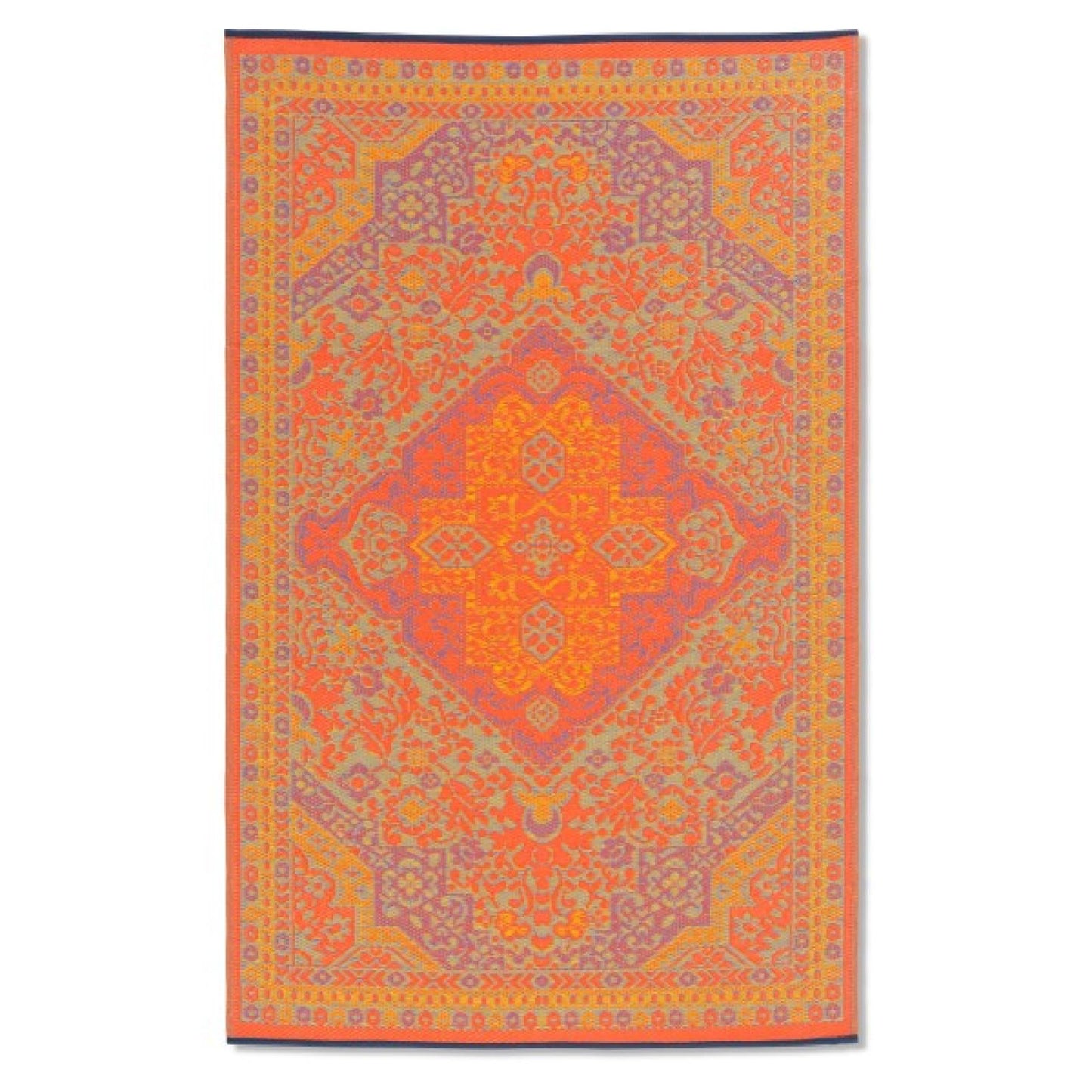 Fiesta Reversible Outdoor Plastic In Orange And Gray Pattern Rug