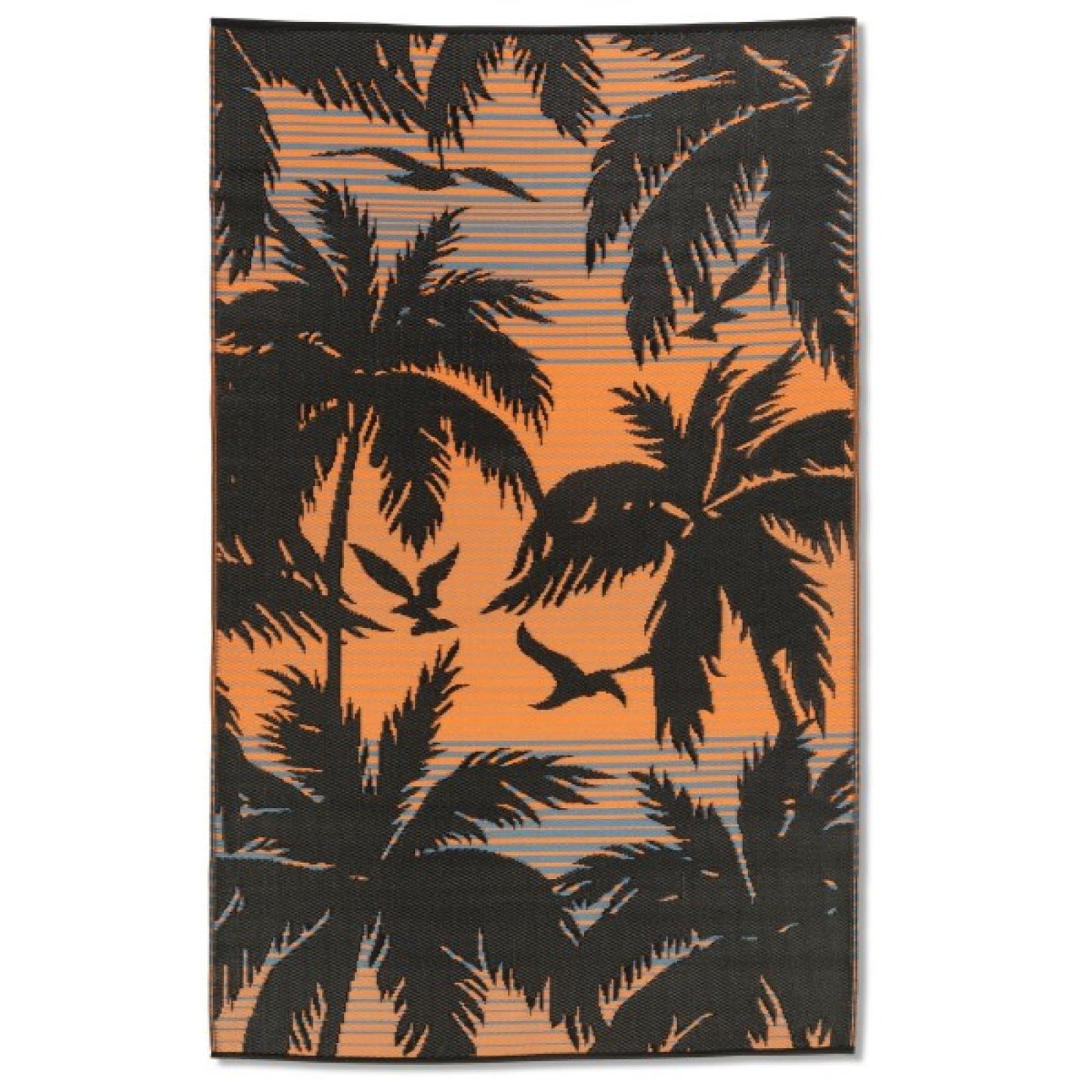 Fiesta Reversible Outdoor Plastic Palm Trees And Sunset Pattern Rug