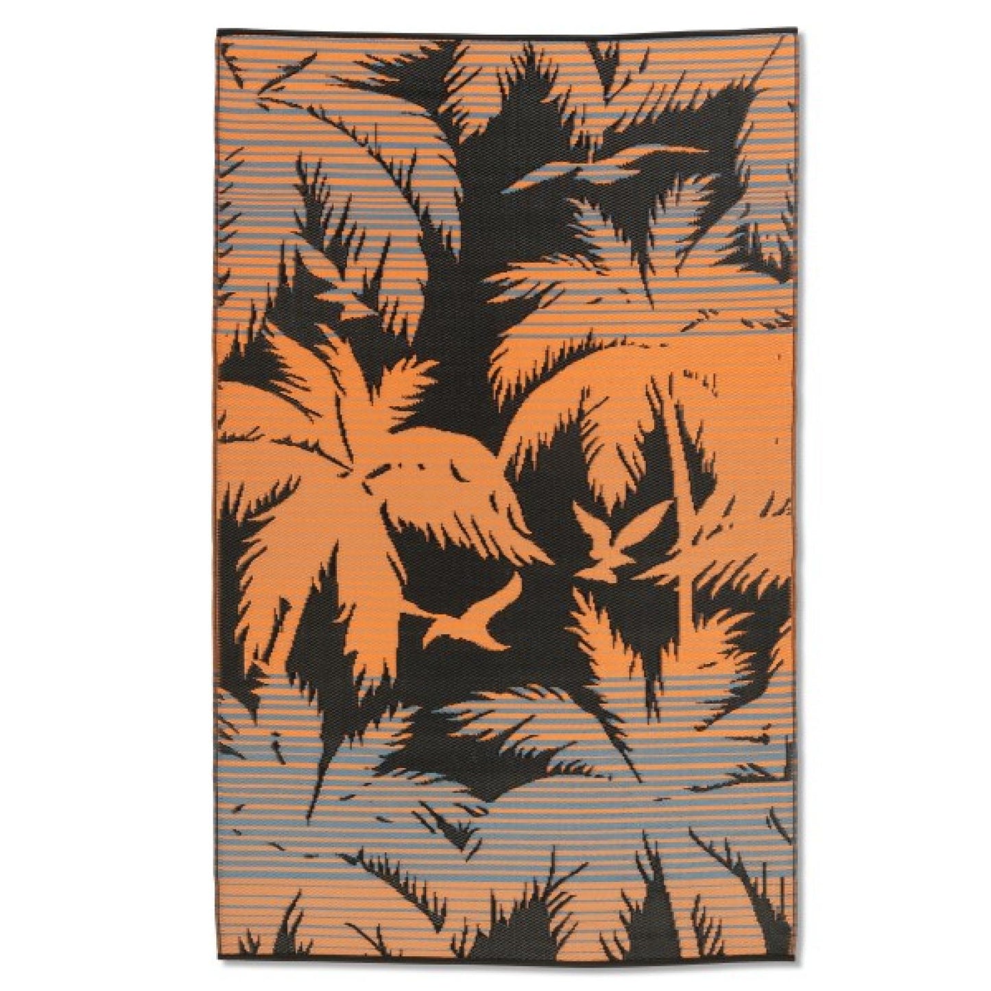 Fiesta Reversible Outdoor Plastic Palm Trees And Sunset Pattern Rug