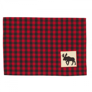 Red And Black Buffalo Check With Moose Label Fused Placemat