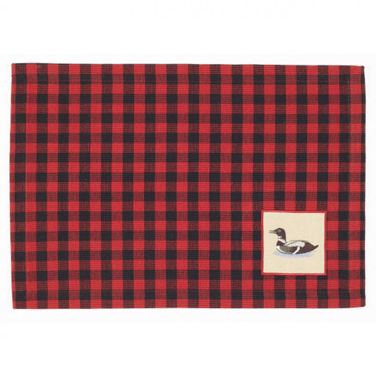 Red And Black Buffalo Check With Loon Label Fused Placemat