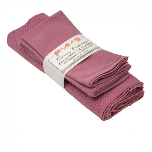 4 + 4 Dusty Rose Sapphire Weave Placemats And Napkins