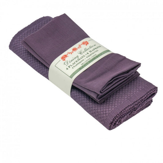 4 + 4 Purple Sapphire Weave Placemats And Napkins