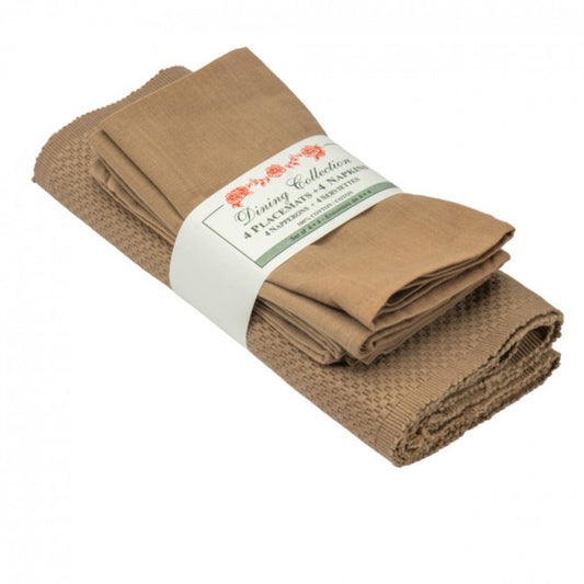 4 + 4 Beige Sapphire Weave Placemats And Napkins