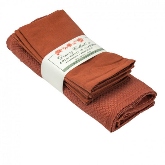 4 + 4 Rust Sapphire Weave Placemats And Napkins