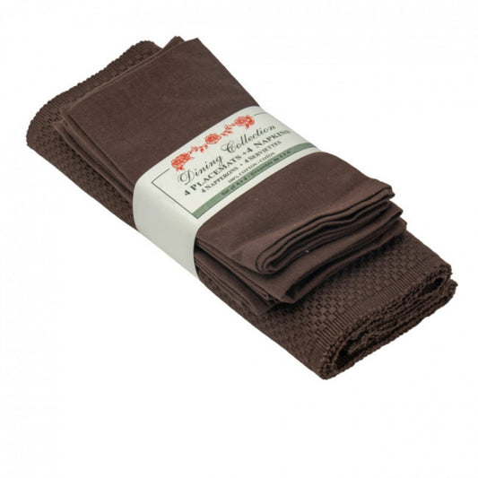 4 + 4 Chocolate Brown Sapphire Weave Placemats And Napkins
