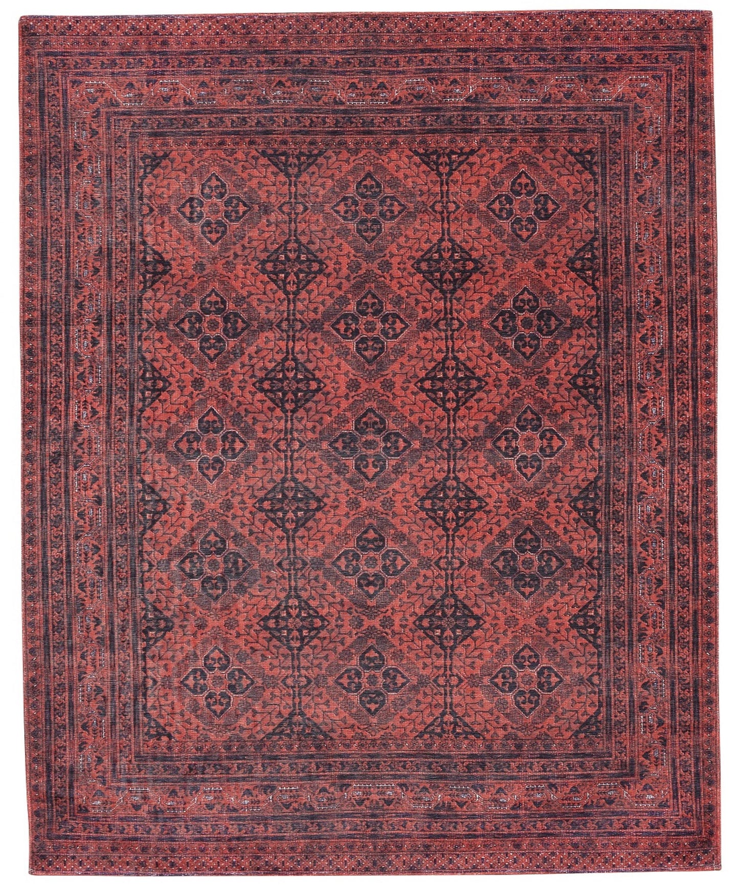 Sparx Medallion Distressed Red Washable Modern Rug