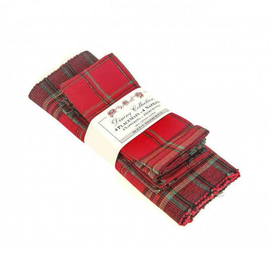 4 + 4 Deerprook Lurex Check Pattern Placemats And Napkins