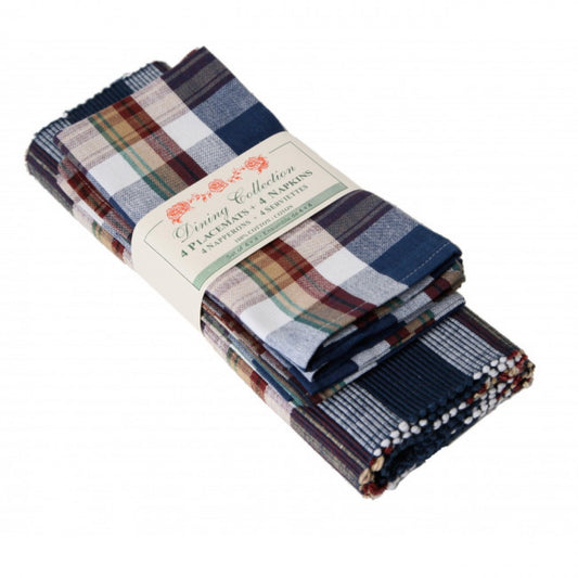 4 + 4 Lakewood Check Pattern Placemats And Napkins