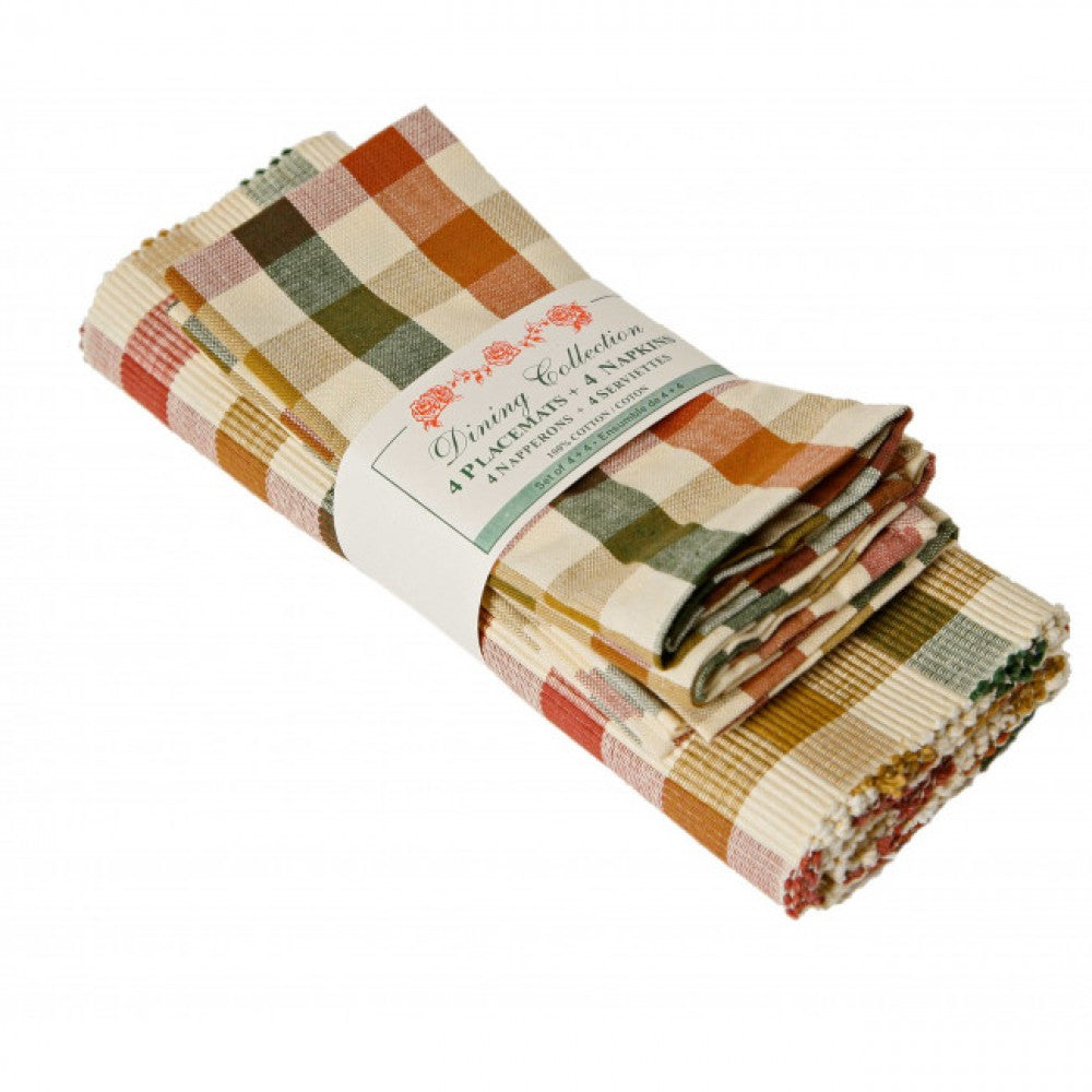 4 + 4 Cambridge Check Pattern Placemats And Napkins