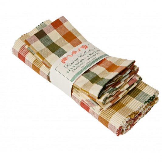 4 + 4 Cambridge Check Pattern Placemats And Napkins