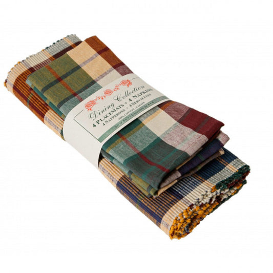 4 + 4 Morocco Check Pattern Placemats And Napkins
