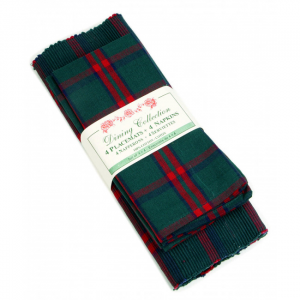 4 + 4 Belvedere Green Check Pattern Placemats And Napkins