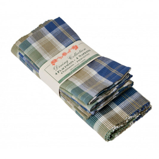 4 + 4 Sea Queen Check Pattern Placemats And Napkins