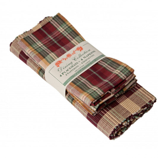 4 + 4 Alaska Check Pattern Placemats And Napkins