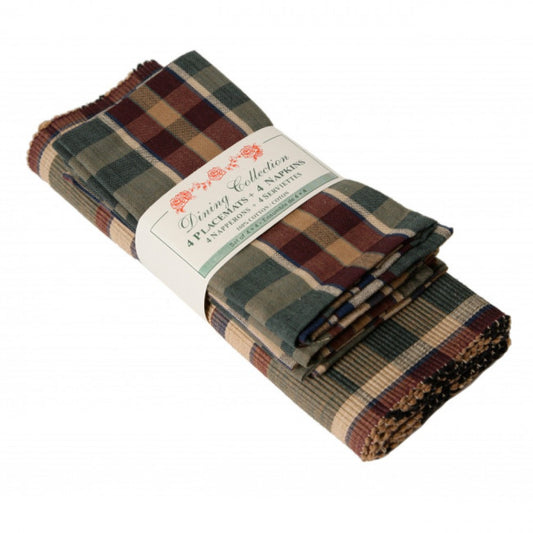 4 + 4 Army Check Pattern Placemats And Napkins