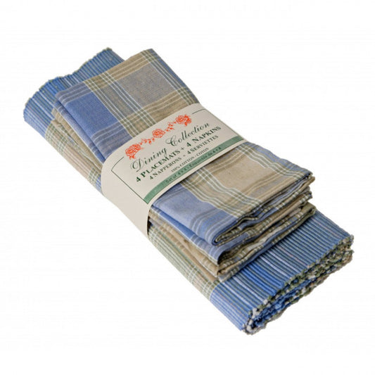 4 + 4 Montari Check Pattern Placemats And Napkins