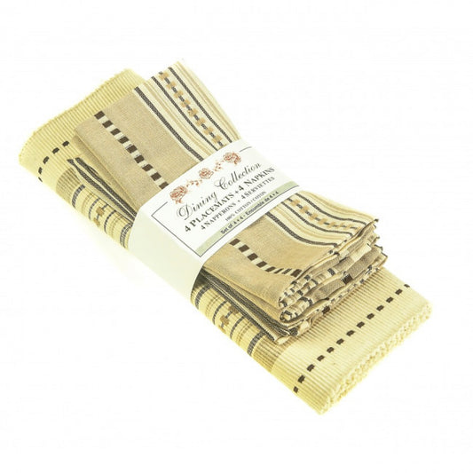 4 + 4 Coco Stripes Placemats And Napkins