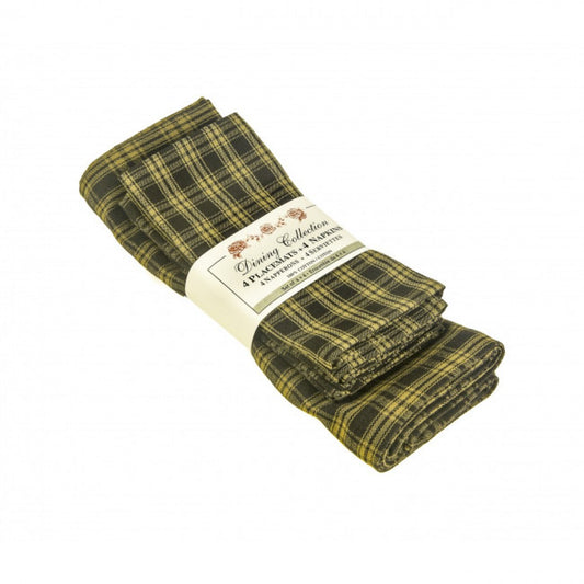 4 + 4 Salt & Pepper Check Pattern Placemats And Napkins