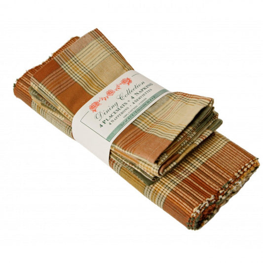 4 + 4 Cyprus Check Pattern Placemats And Napkins