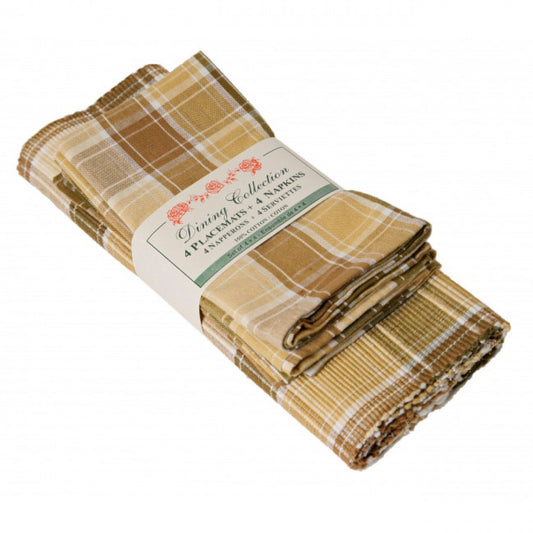 4 + 4 Tulip Check Pattern Placemats And Napkins
