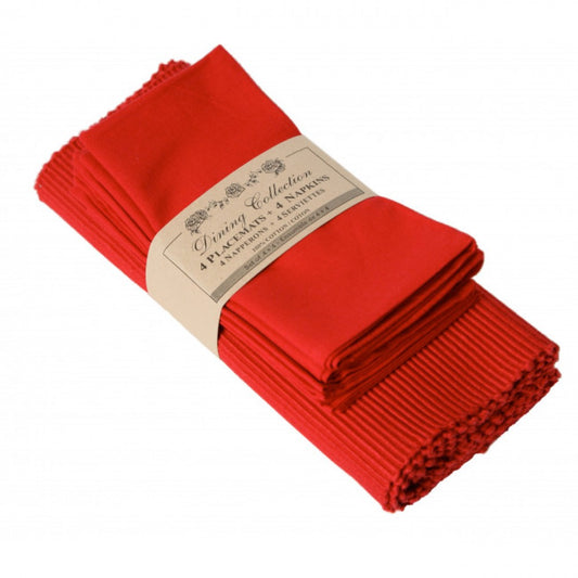 4 + 4 Red Placemats And Napkins