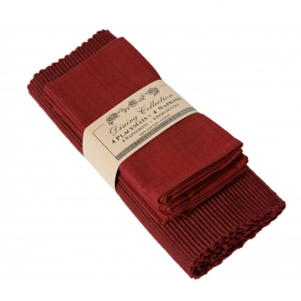 4 + 4 Burgundy Placemats And Napkins